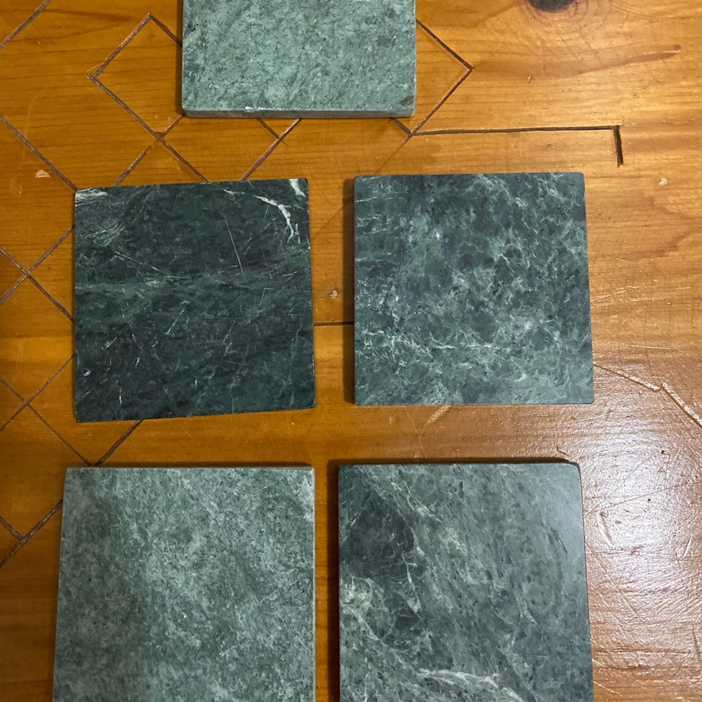 Set of 4 Green Marble Coasters - Picture 4 of 4
